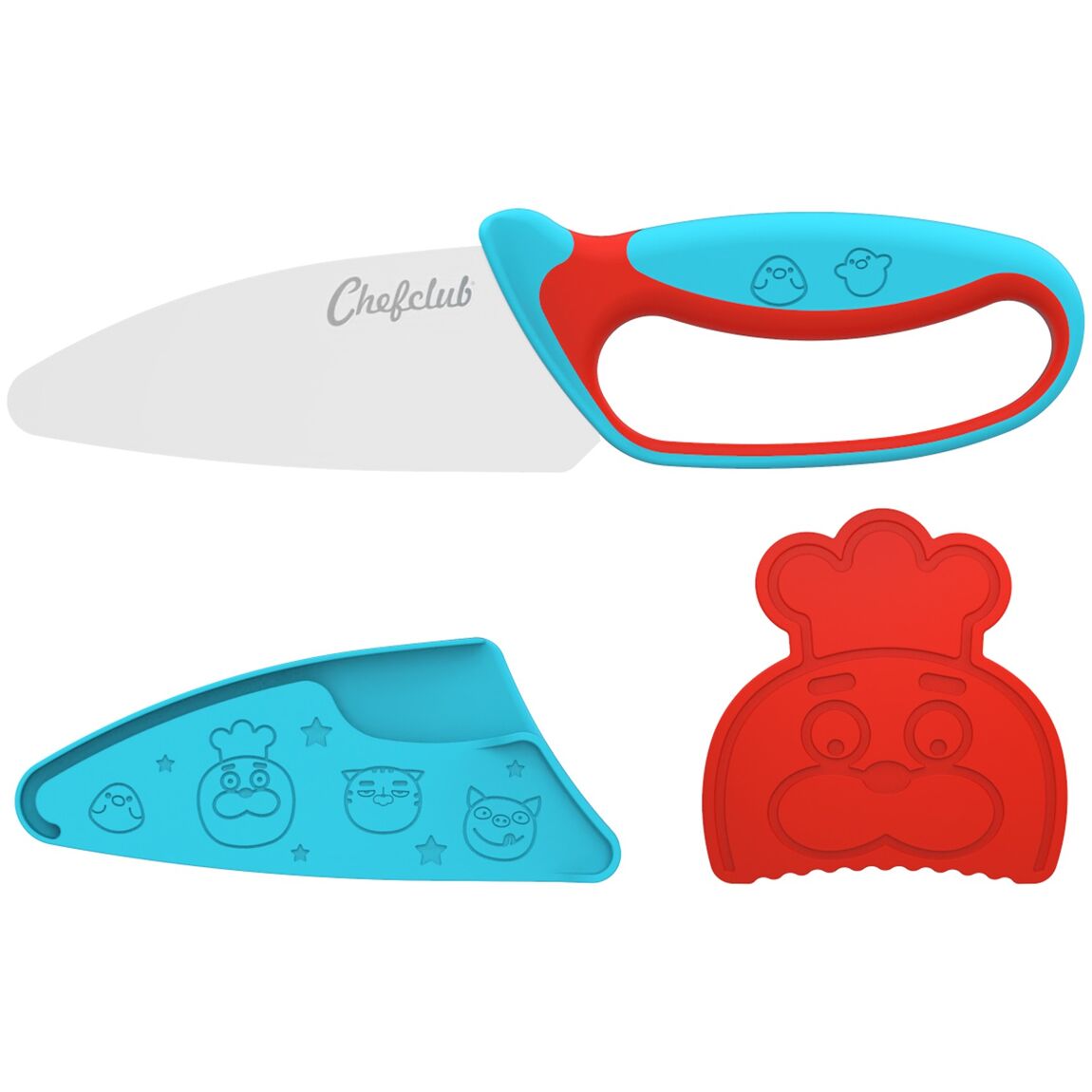 Couteau bleu/rouge Chefclub Kids