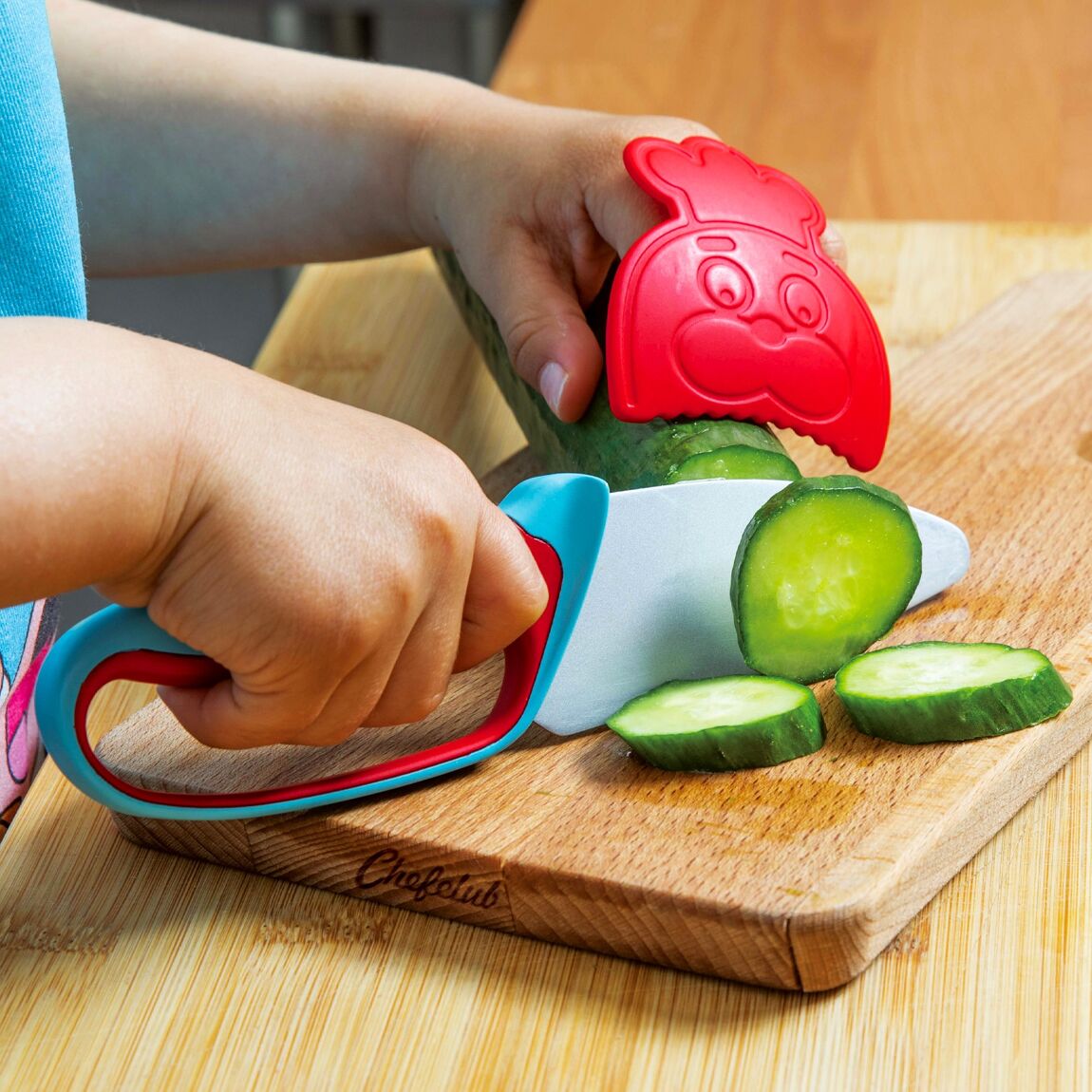 Couteau bleu/rouge Chefclub Kids