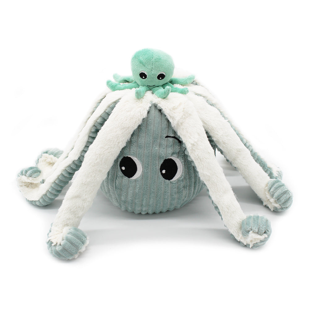 Peluche pieuvre Filou maman et son bébé menthe - Les Ptipotos