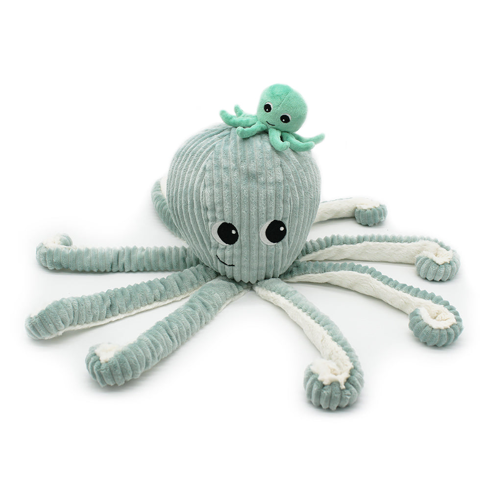 Peluche pieuvre Filou maman et son bébé menthe - Les Ptipotos