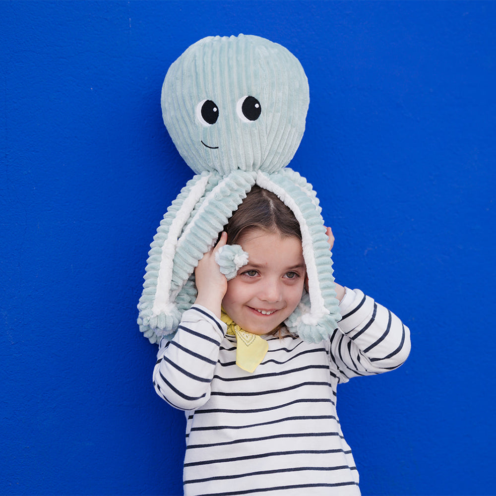 Peluche pieuvre Filou maman et son bébé bleu - Les Ptipotos