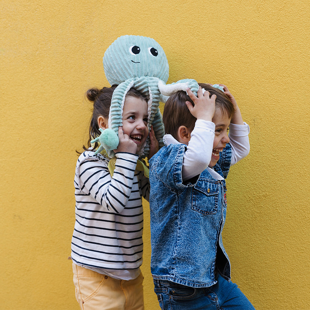 Peluche pieuvre Filou maman et son bébé menthe - Les Ptipotos