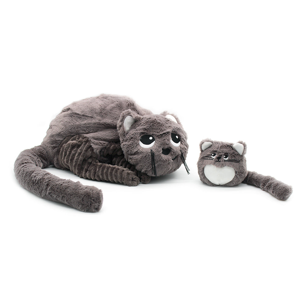 Peluche chat Miaou maman et son bébé gris - Les Ptipotos