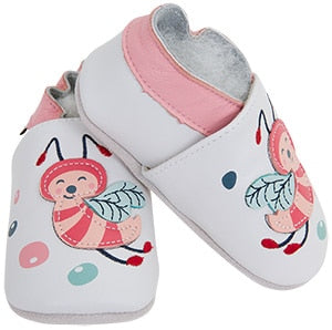 PAIRE DE CHAUSSONS CUIR SOUPLE ABEILLES