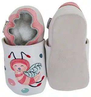 PAIRE DE CHAUSSONS CUIR SOUPLE ABEILLES