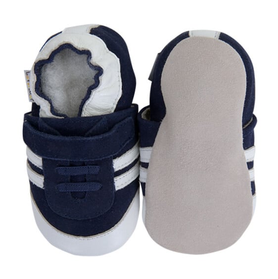 CHAUSSONS CUIR SOUPLE BASKETS MARINE