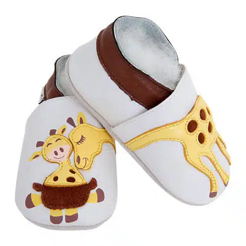 PAIRE DE CHAUSSONS CUIR SOUPLE CÂLIN DE GIRAFE