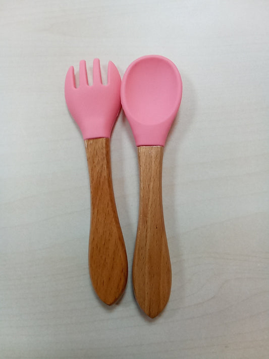 Ensemble de Couverts silicone 1 er age cuillère à café/fourchette