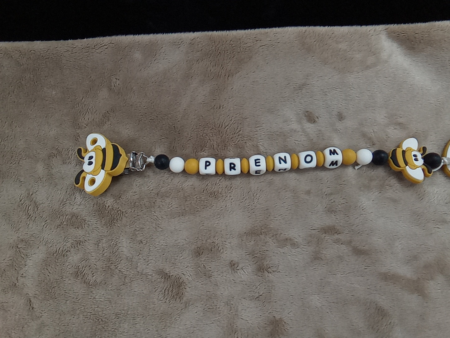 Attache sucette silicone abeille à personnaliser