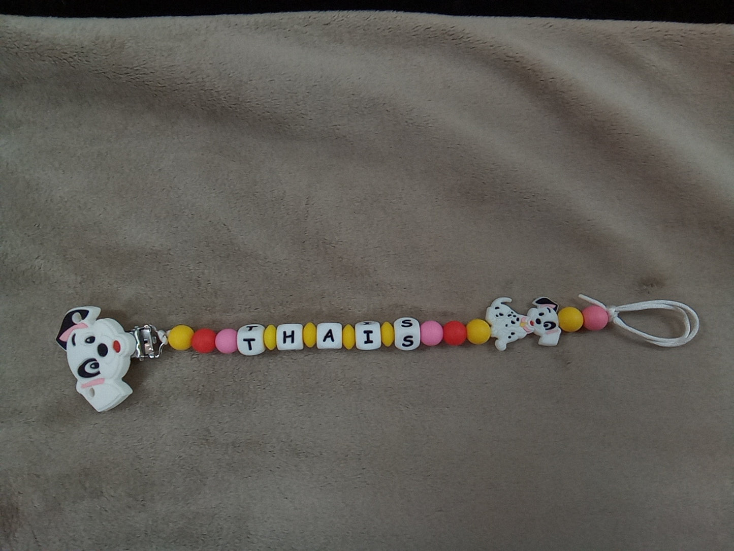Attache sucette silicone dalmatien à personnaliser