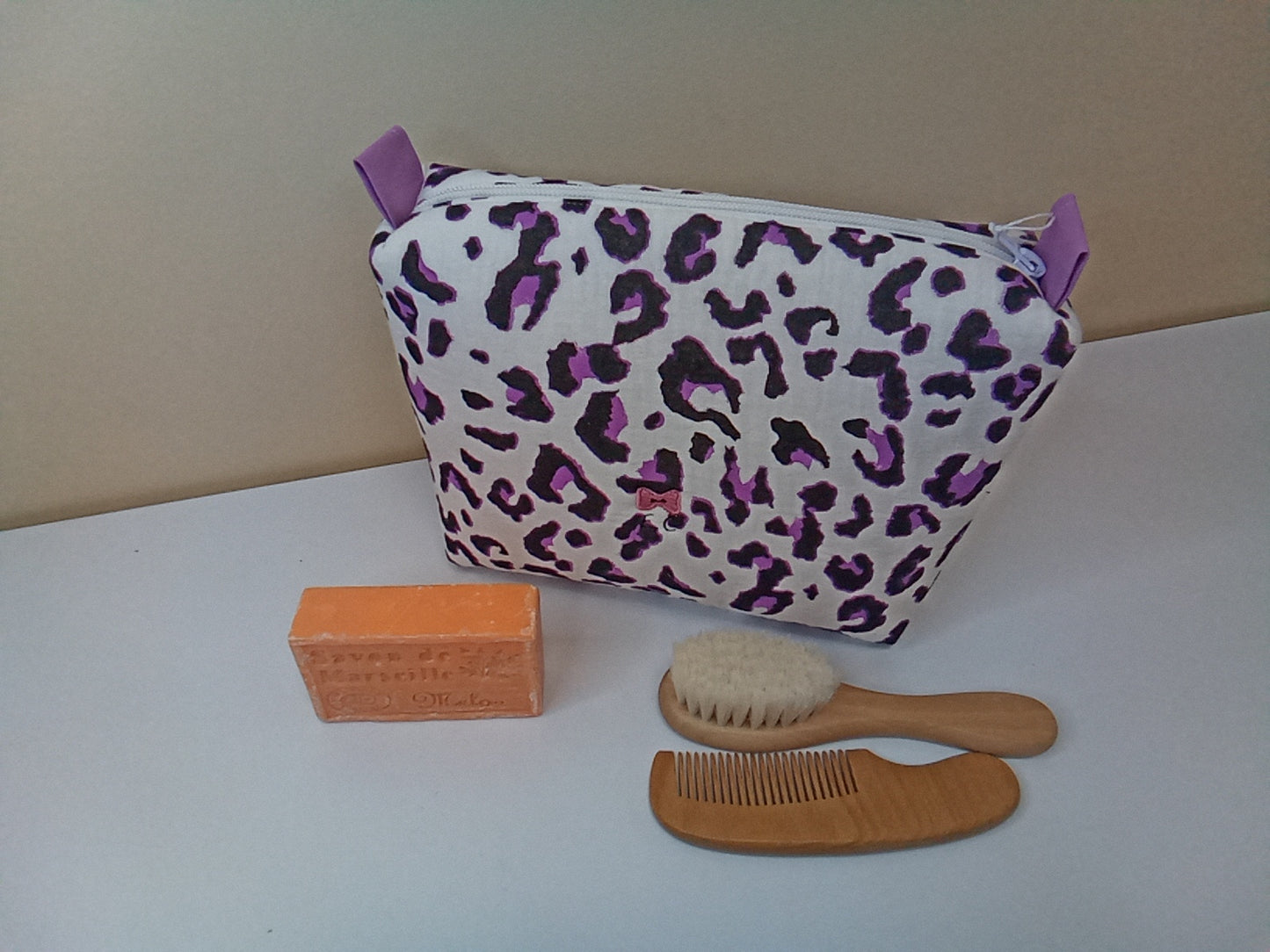 Trousse de toilette leopard violet