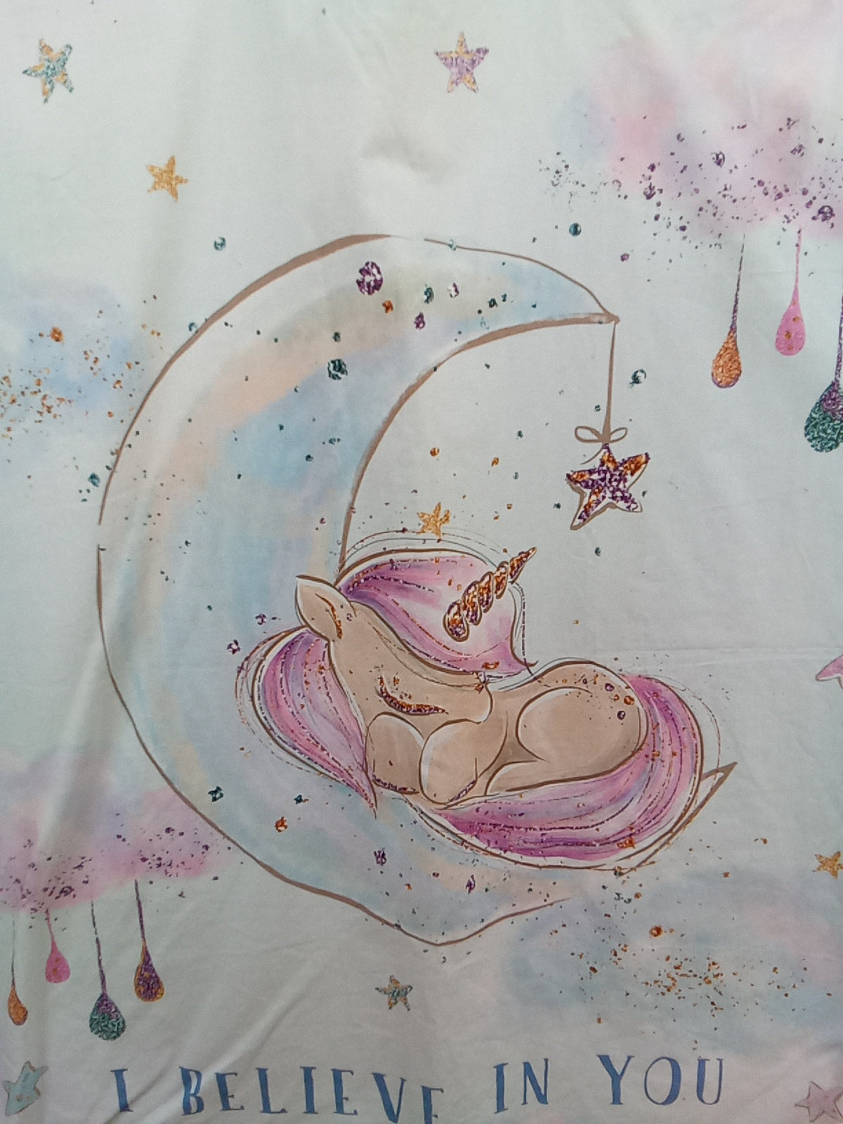 Couverture 75*100 licorne couche Minky lie de vin