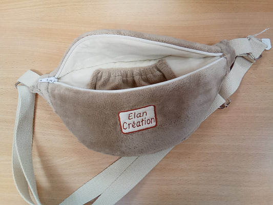 Sac Banane motif minky beige taille s