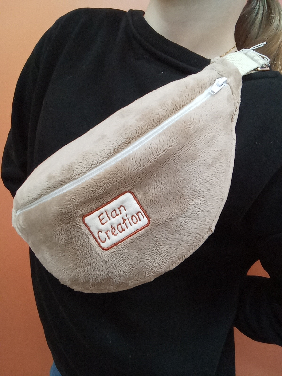 Sac Banane motif minky beige taille s