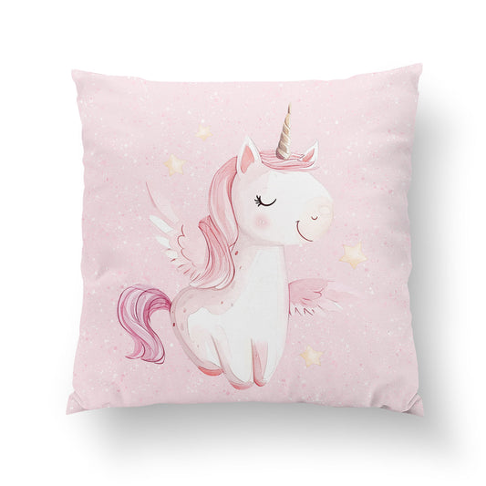 Couverture 75*100 château-licorne minky rose clair