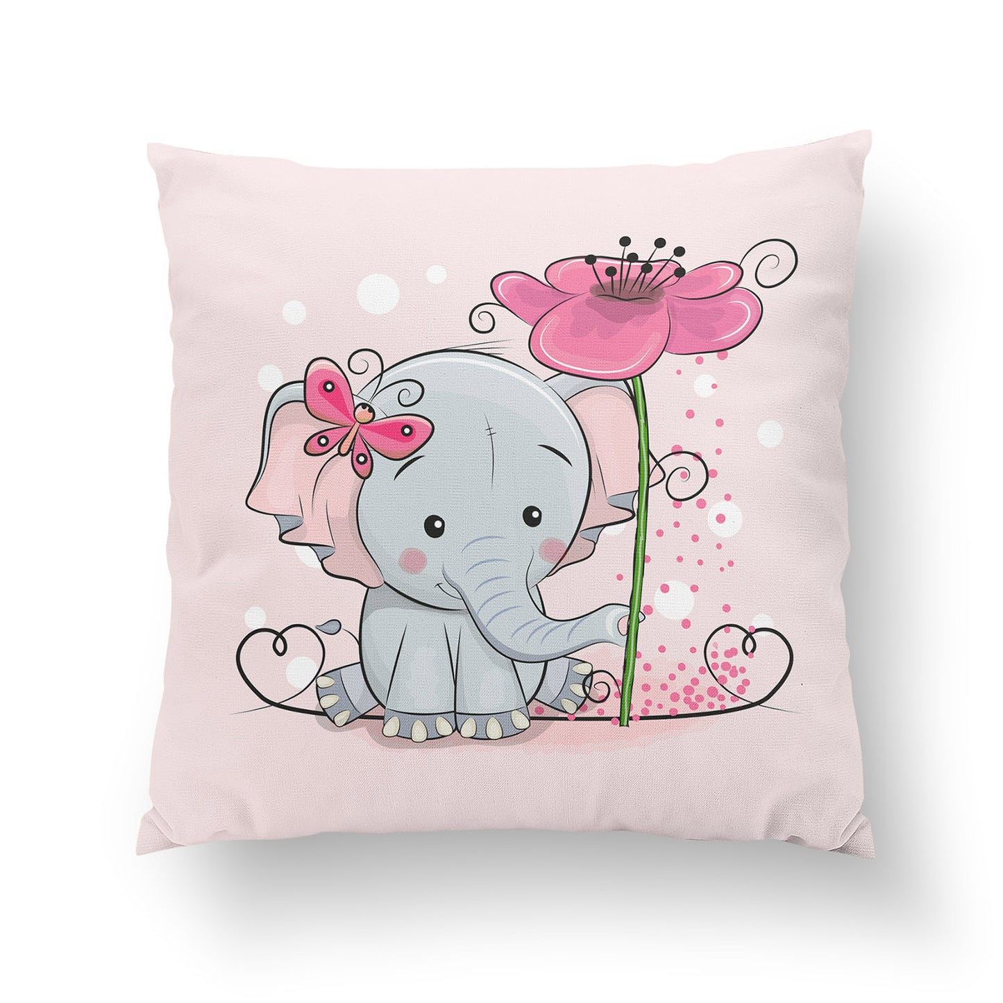 Coussin 35*35 éléphant rose