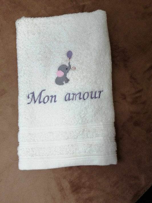 Drap de bain brodé en éponge Okeo Tex 50x100