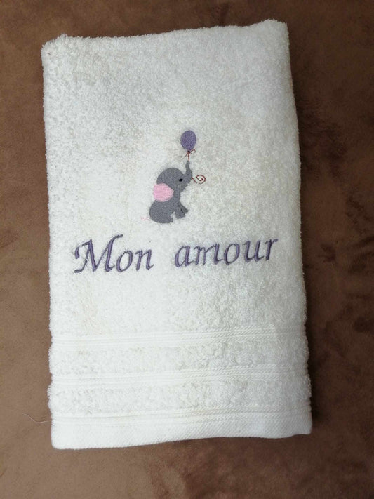 Drap de bain brodé en éponge Okeo Tex 70x140