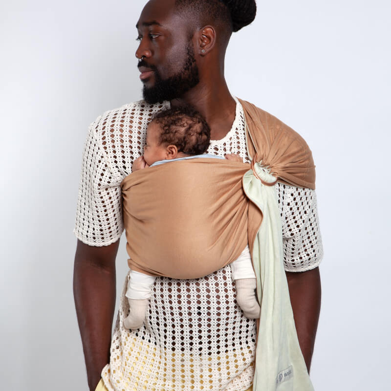 Nouveauté ! Echarpe Sling Petite Echarpe Sans Noeud Pistacchio/Cappuccino
