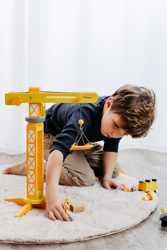 Grue avec accessoires de chantier