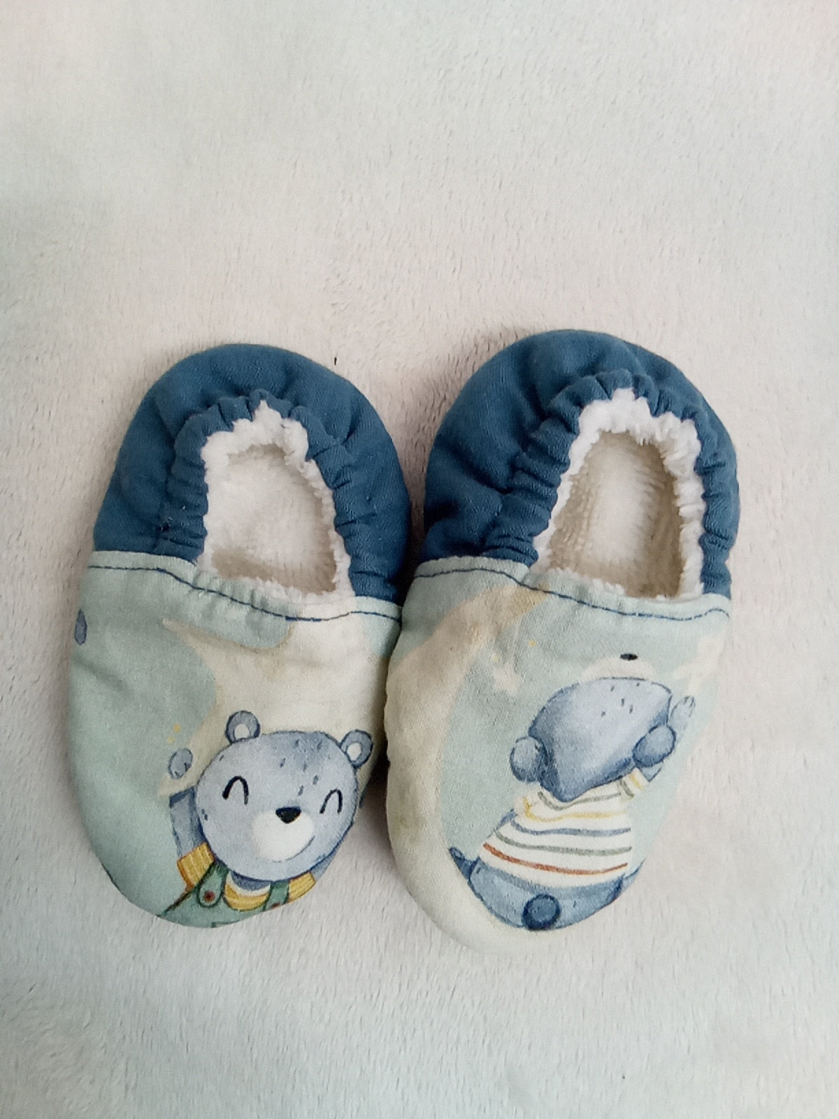 Paire de chaussons bébé 0-6 mois ourson montgolfière