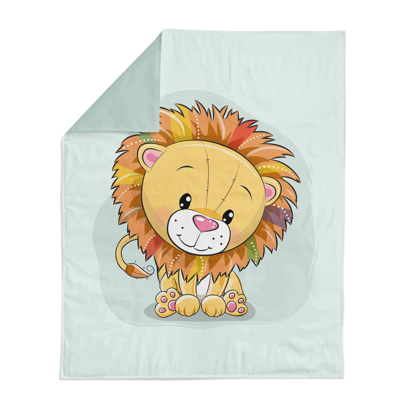 Couverture 75*100 lion couleur mint