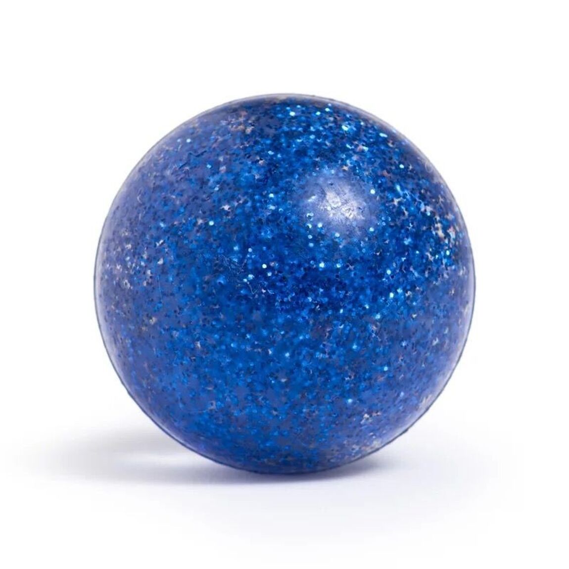 Balle rebondissante souris à paillettes bleu 43mm