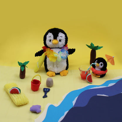 Peluche pingouin Iglou maman et son bébé blanc et noir - Les Ptipotos