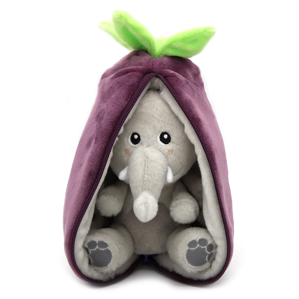 Peluche Velvet l'éléphant/aubergine - Flipetz