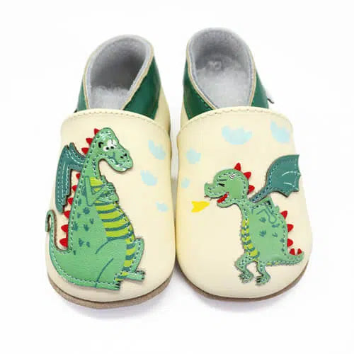 PAIRE DE CHAUSSONS CUIR SOUPLE DRAGON ET FILS