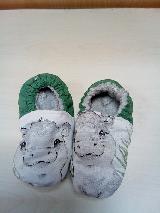 Paire de Chaussons bébé 0-6 mois hippo vert