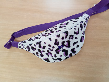 Sac Banane motif léopard violet taille s