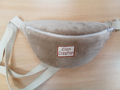 Sac Banane motif minky beige taille s