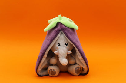 Peluche Velvet l'éléphant/aubergine - Flipetz