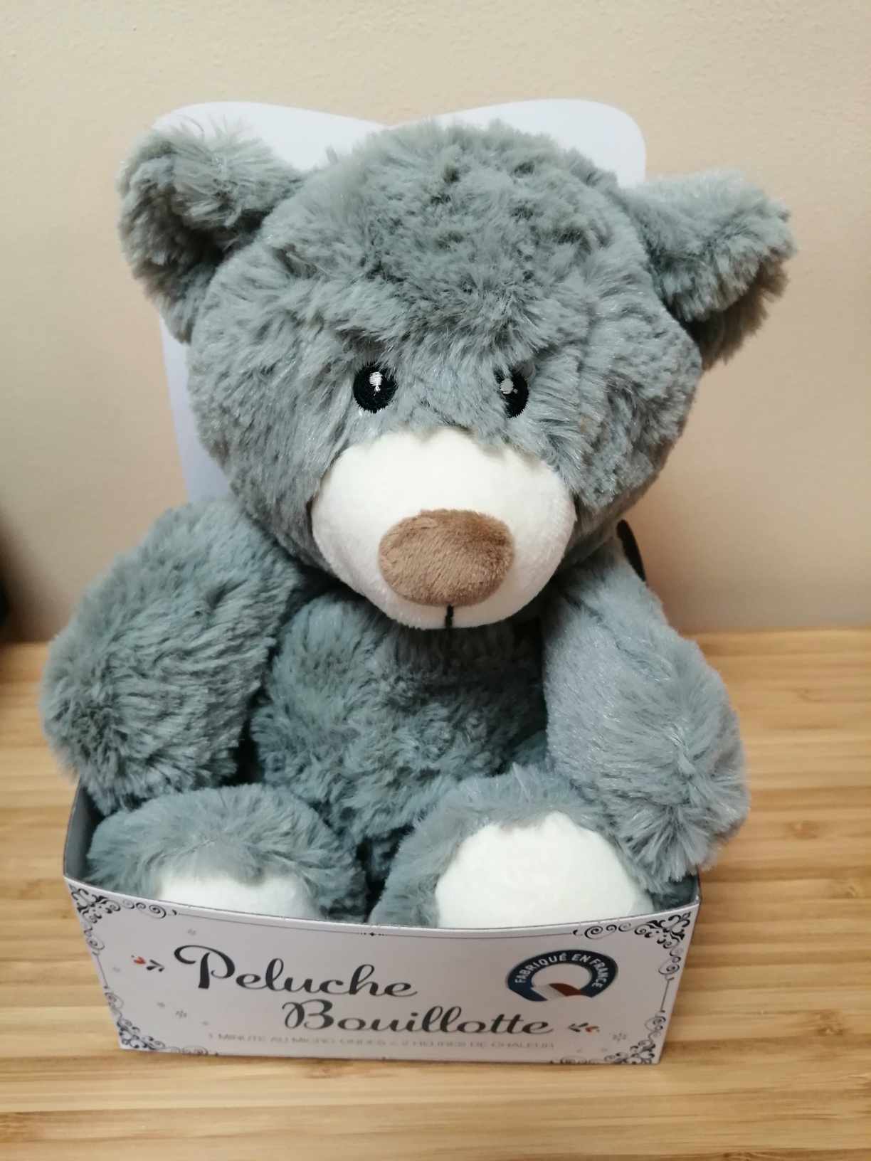 Peluche bouillotte Ours gris