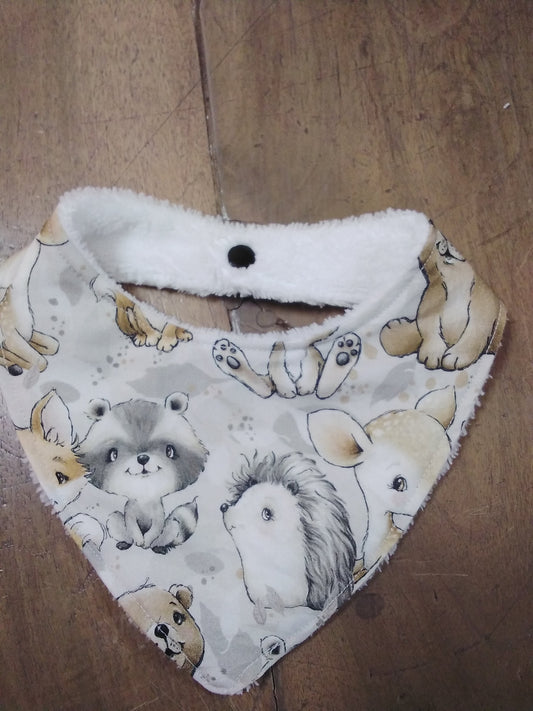 Bavoir bandana bébé animaux de la forêt hérisson