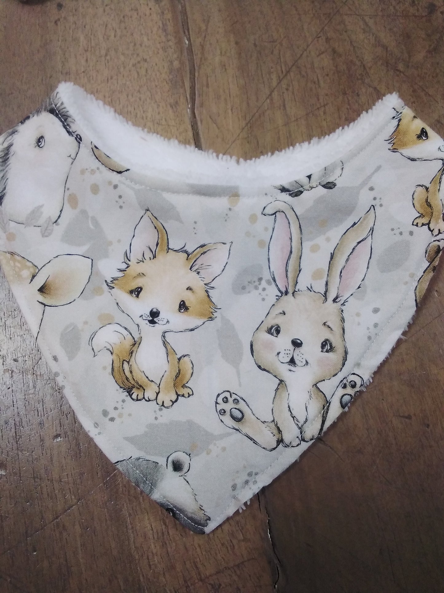 Bavoir bandana bébé animaux de la forêt renard