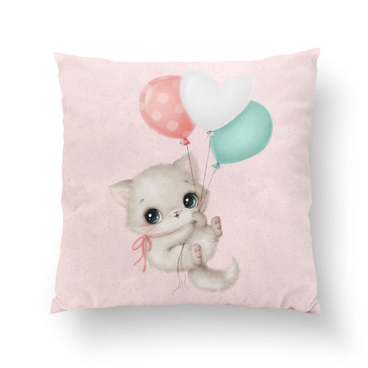 Coussin 35*35 animaux rigolos fille, chat